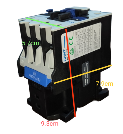 Chint Magnetic Contactor 50A 220V 1NO power switch with detailed dimension measurements
