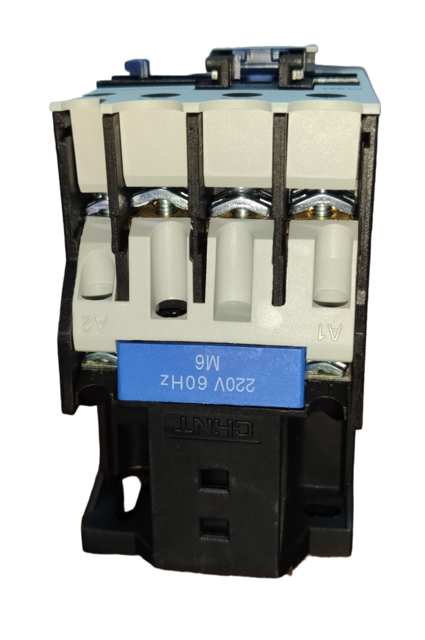 Chint Magnetic Contactor 50A 220V 1NO with three poles and blue label for electrical control