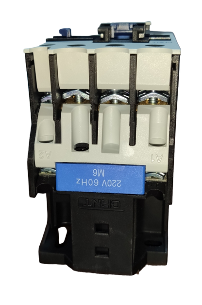 Chint Magnetic Contactor 50A 220V 1NO with three poles and blue label for electrical control
