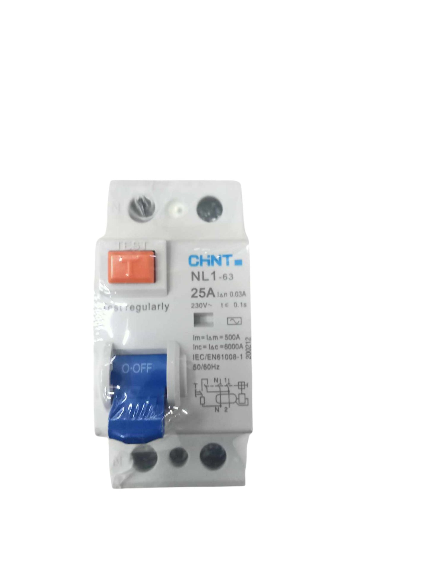Chint RCB RCBO Earth Leakage Circuit Breaker 25A 230V with on off switches in white casing