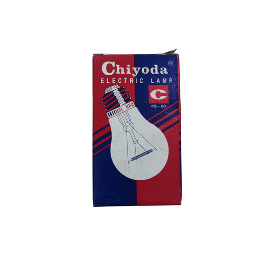 Chiyoda 60W Incandescent Bulb Clear packaged in red and blue box with bulb illustration
