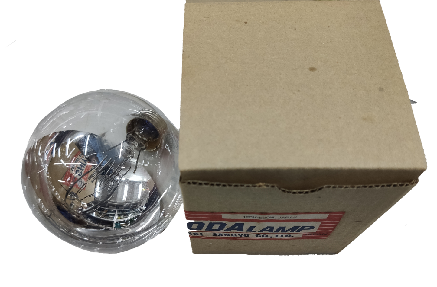 Electx Electrical Supply high powered mirrored reflector bulb with clear glass and cardboard packaging