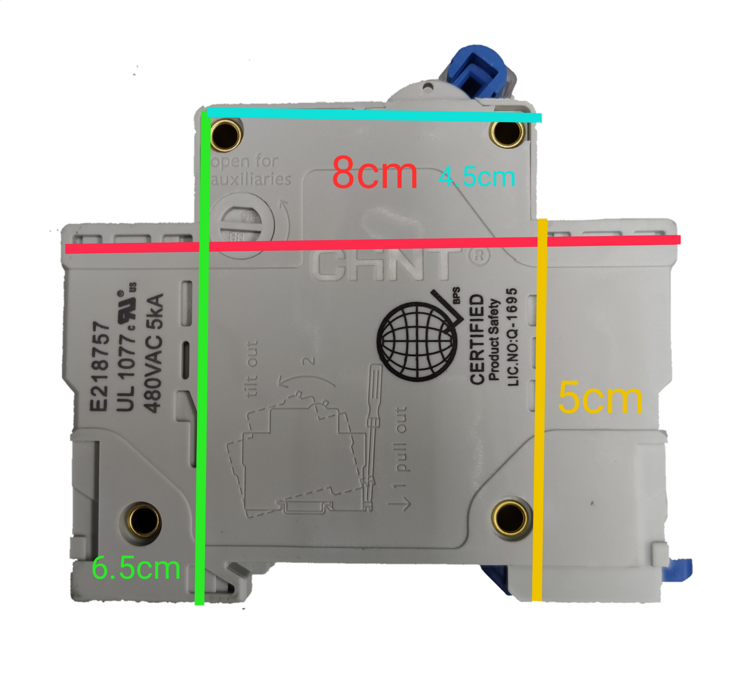 Chint 100A 2Pole Single Phase 10 KAIC 220V electrical circuit breaker with certification markings