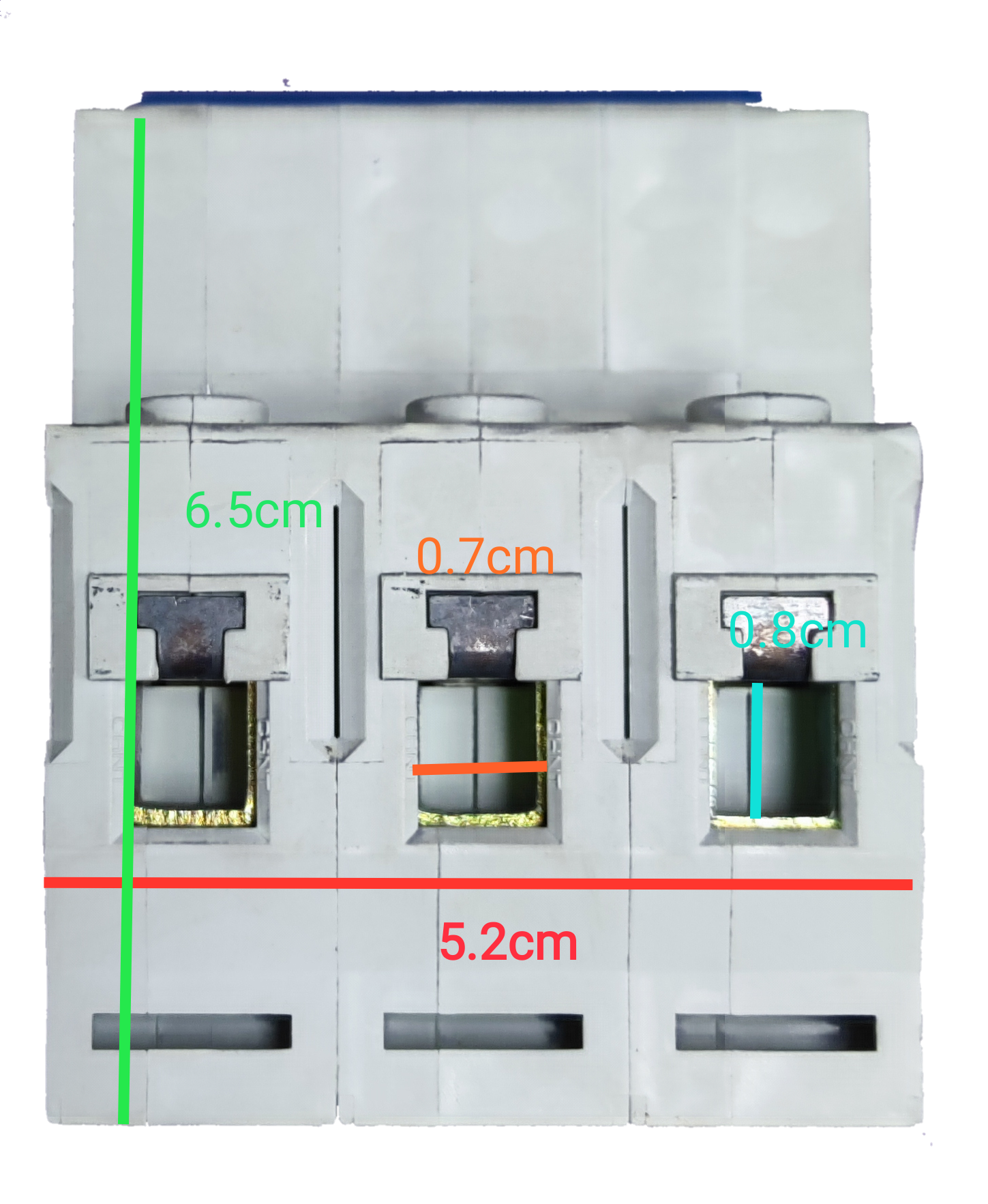 Chint 6A 3Pole Miniature Circuit DIN Rail Type with precise dimensions for electrical installations