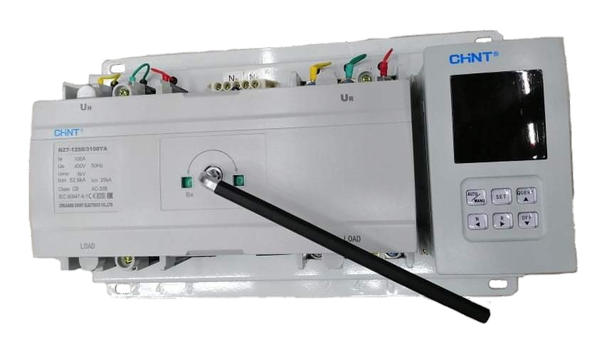 Chint automatic transfer switch 100a 3 phase with digital display and control lever for electrical circuitry