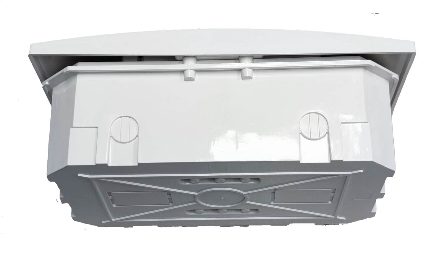 Chint white plastic surface mount distribution panel board 4 ways enclosure bottom view