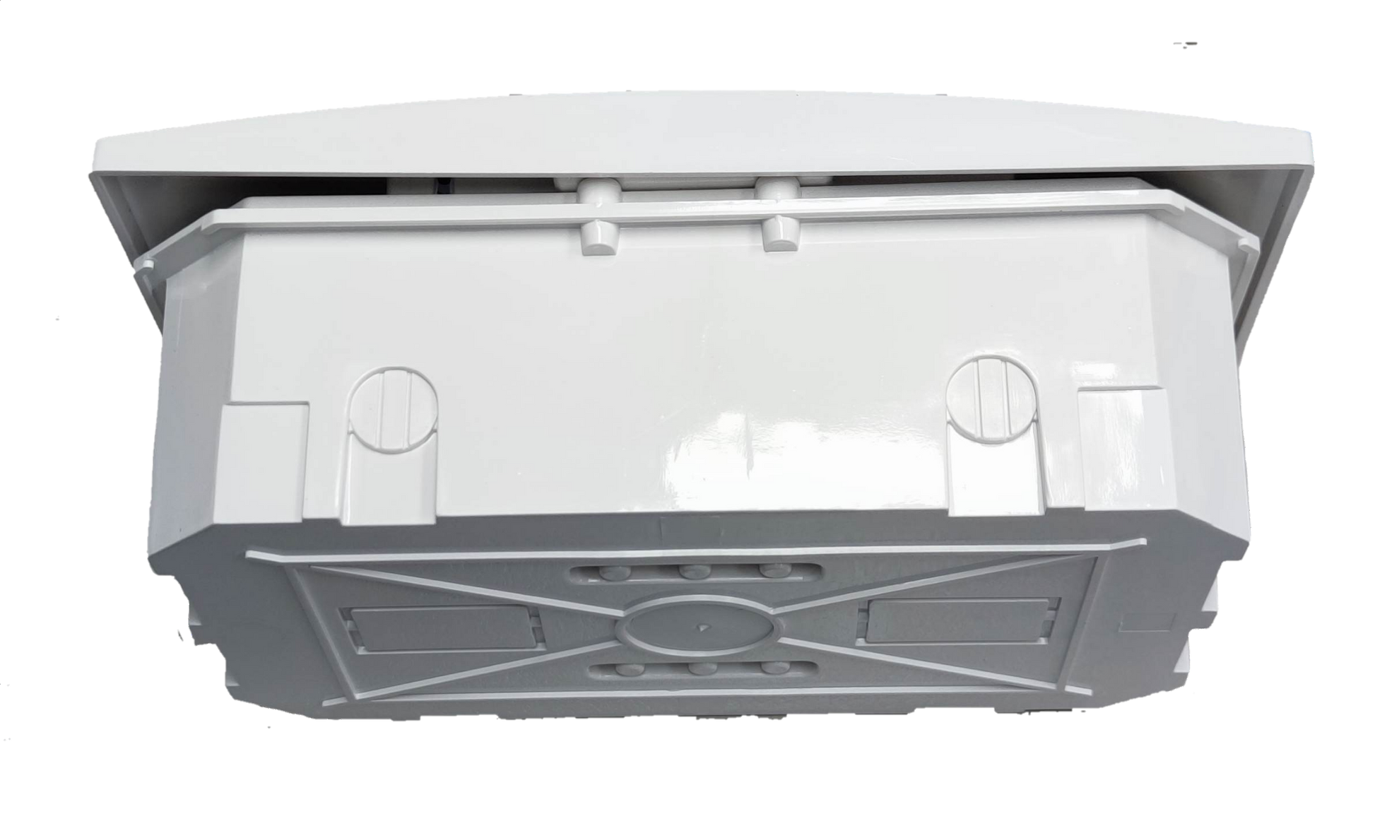 Chint white plastic surface mount distribution panel board 4 ways enclosure bottom view