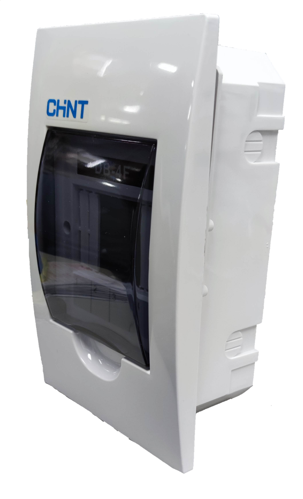 Chint white plastic distribution panel board 4 ways with smoky hinged cover surface mount electrical enclosure