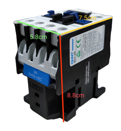 Chint industrial contactor 440V NC1-2501 with three terminals and measurement indicators clearly visible