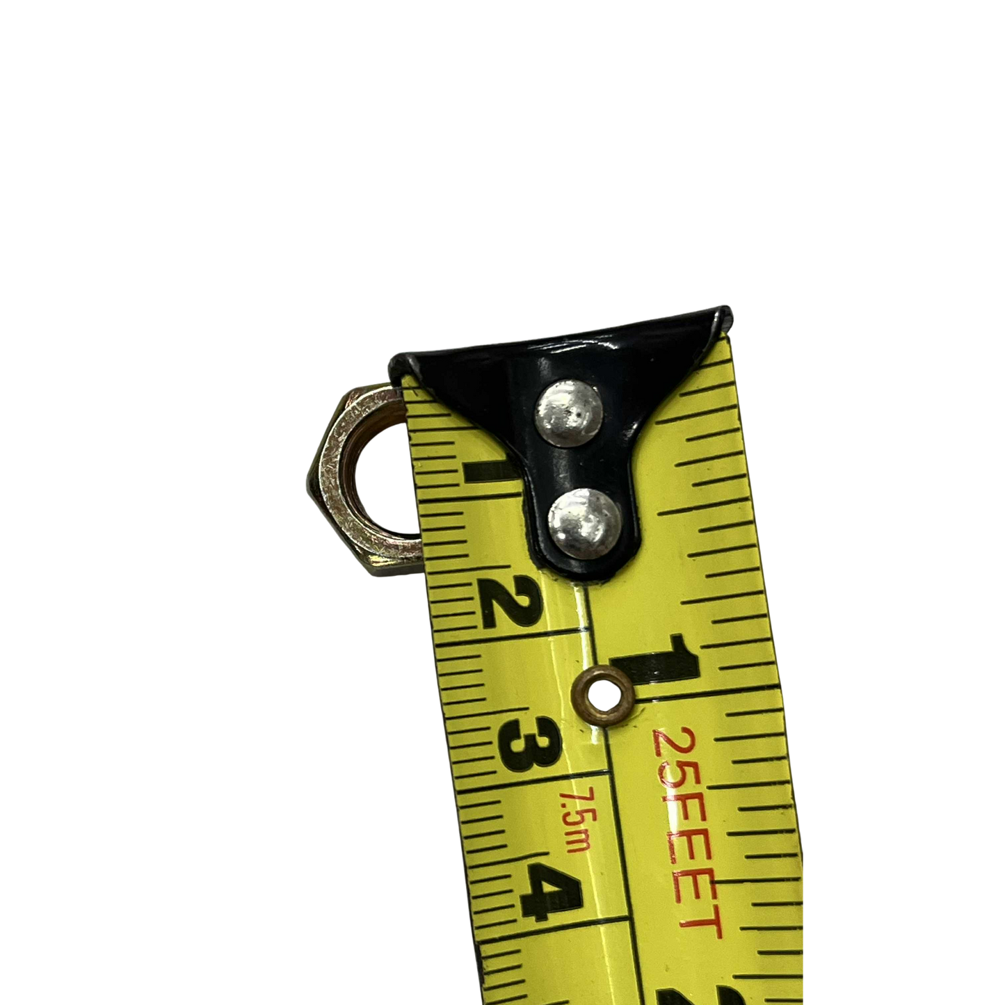 10mm x 35mm chrome gold bolt displayed next to a measuring tape for size reference