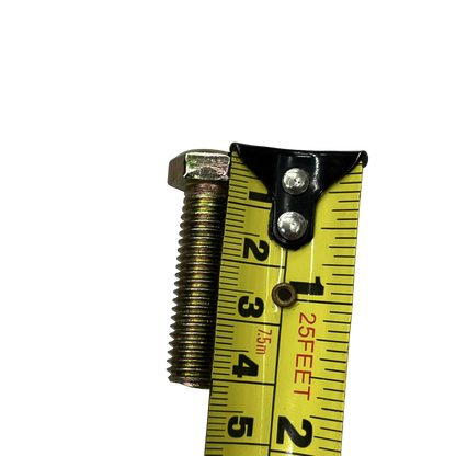 10mm x 35mm chrome gold bolt with measuring tape for size reference