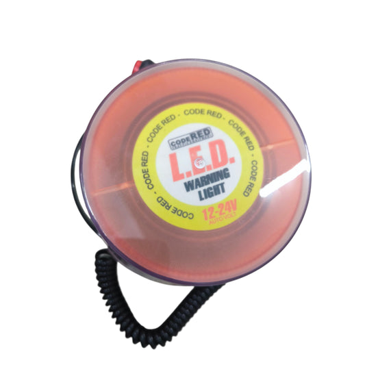 Code Red 12V 24V LED emergency beacon with bright orange casing for safety and visibility