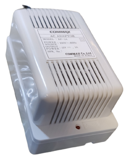 Commax 12V DC 1A adaptor RF-1A for powering door chimes and bells securely and efficiently