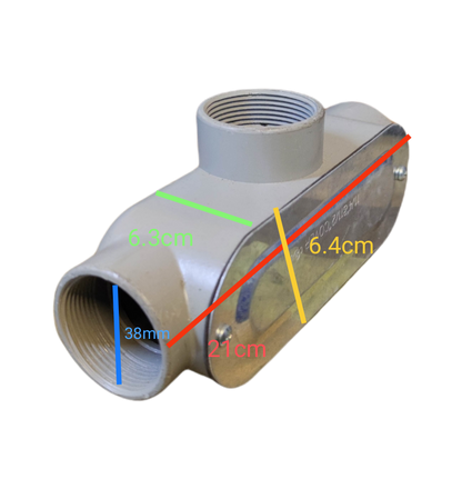 Local electrical Conduit Bodies Threaded Tee Type with metal and plastic parts for wiring connections