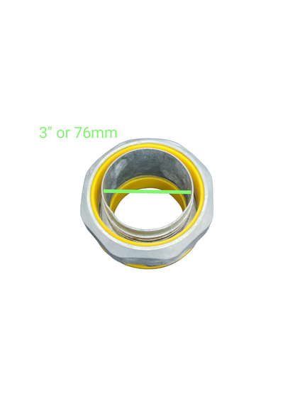 Local liquid tight straight connector in 3 inch size for secure piping connections