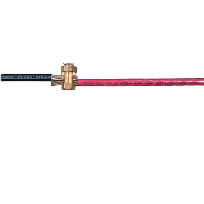 Brass Solderless Connector 1 Bolt 5.5-14MM joining red and black insulated wires for quick electrical splicing Solderless Connector Single Bolt for Wire Size 5.5mm - 14mm Copper, S-6 Electx Electrical SUpply
