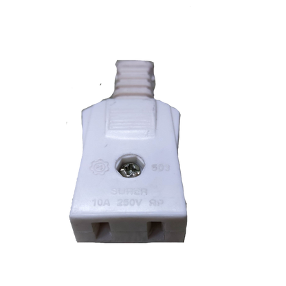 Surer Cord Connector Outlet 10A 250V Flat Pin white power plug for electrical connections