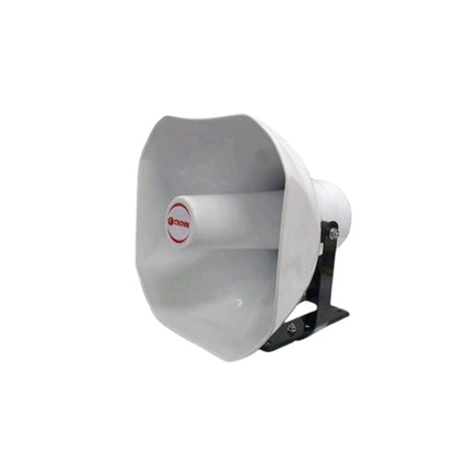 Crown 180W Horn Speaker 16 Ohms white horn speaker with black mount and red Crown logo for outdoor PA