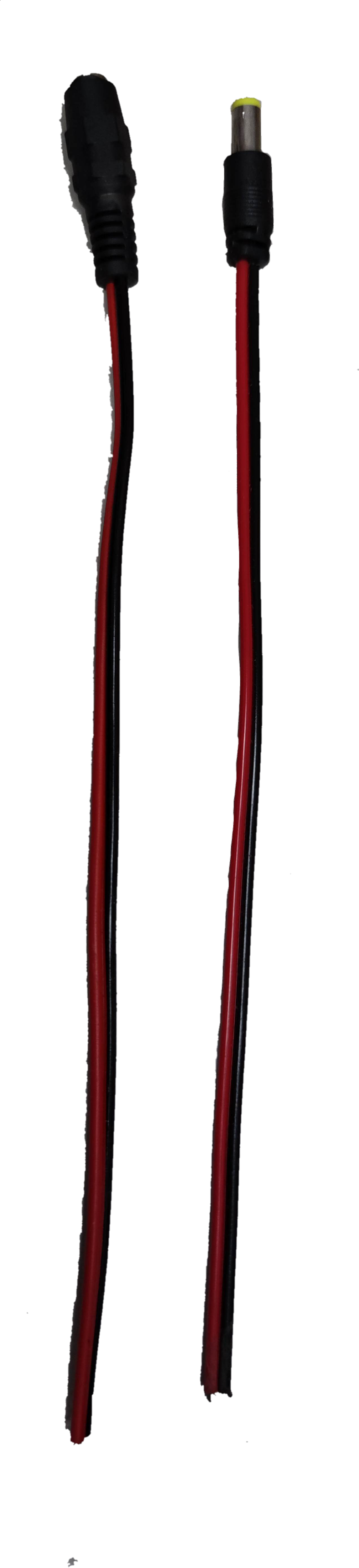 Crown Jack and Crown Plug 5.5mm red and black wire leads adapter against black background