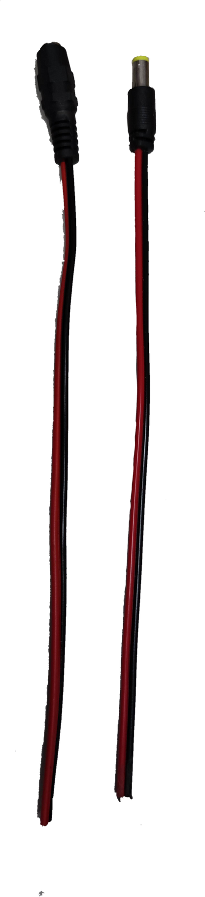 Crown Jack and Crown Plug 5.5mm red and black wire leads adapter against black background