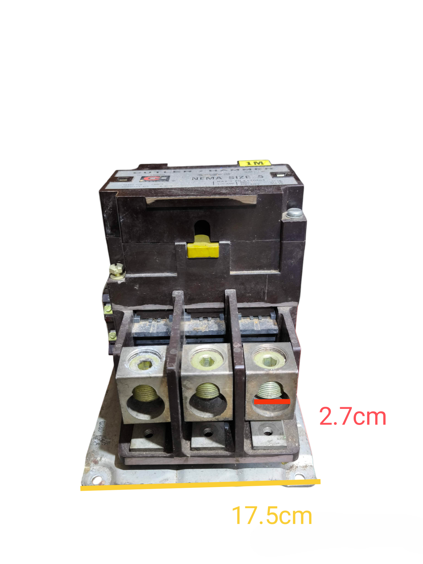 Cutler Hammer Magnetic Contactor 270A with three terminal connections and compact design