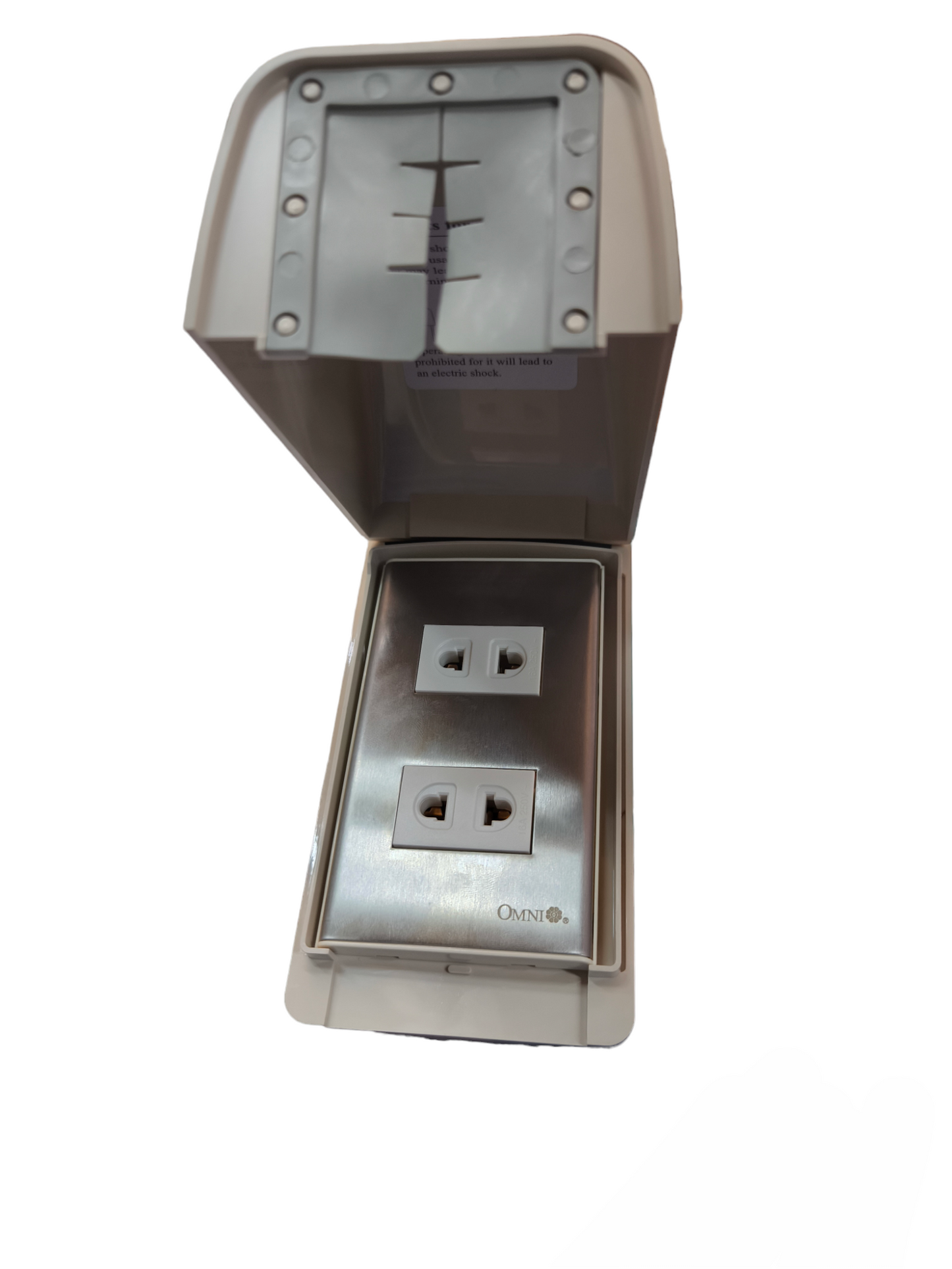 Omni Weatherproof 2 Gang Universal Outlet 15A 220V with Stainless Plate Cover WPP-601+WWP-112S+(WWU-200x2)