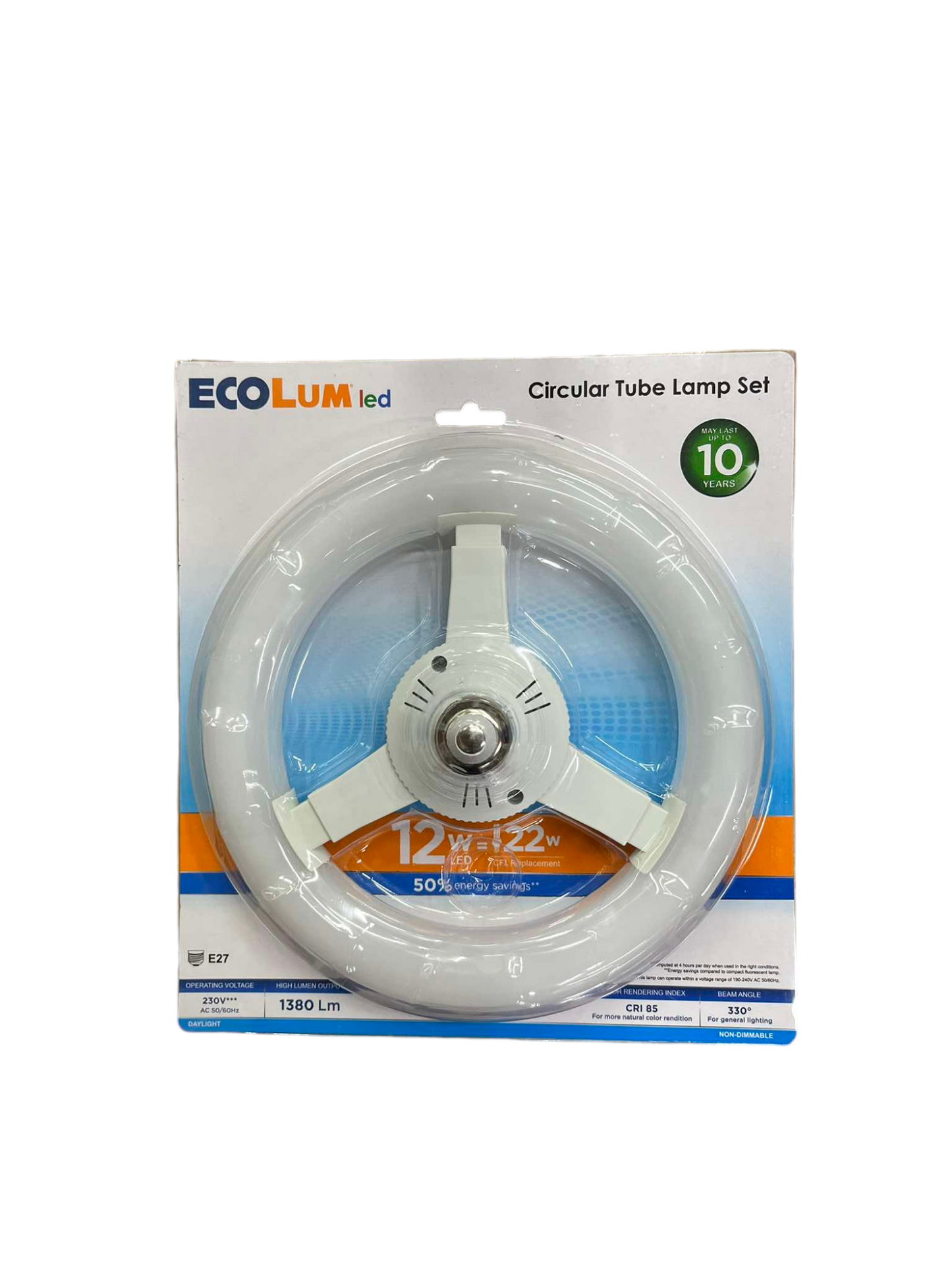 Ecolum 12W LED Circular Tube with E27 Driver 220V Daylight 6500K CCT112DL