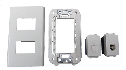 Panasonic 2 Gang Telephone Outlet with Plate, 2 Gang Voice Outlet with Plate WEG2164 x 2PCS / WEG6802W-1