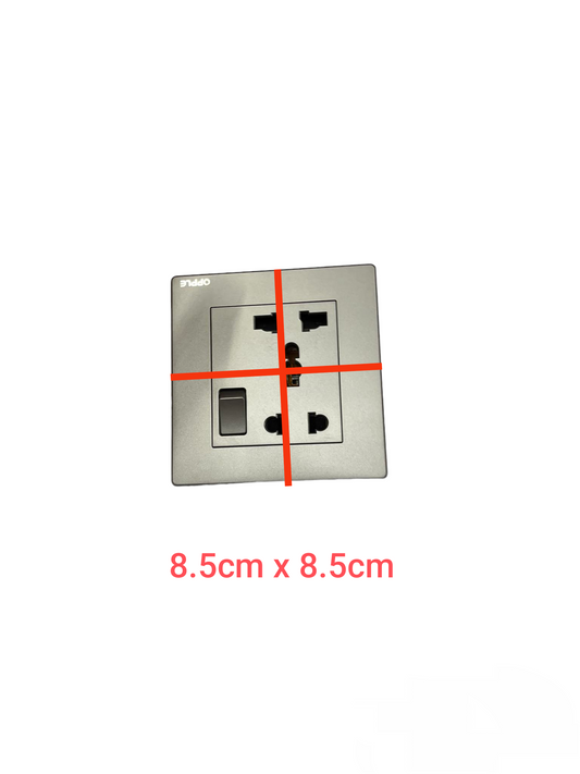 Opple Duplex Universal Outlet with Ground with Switch Control Square Type Gray with Plate Cover and Utility Box 16A 220V F021681A 86X86