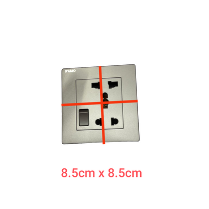 Opple Duplex Universal Outlet with Ground with Switch Control Square Type Gray with Plate Cover 16A 220VF021681A