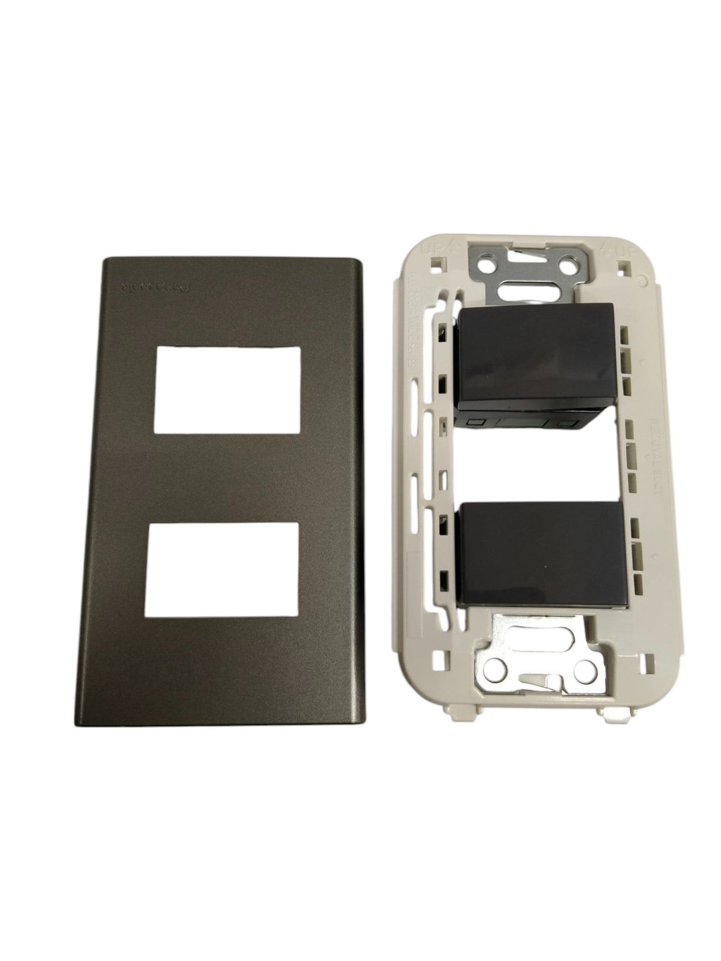 Panasonic 2 Gang 3 Way Switch 16A 250V with Plate Cover Metallic Gray WEG6802MH-1/2XWEG5002HK-5