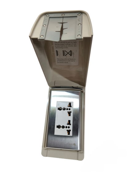 Omni Weatherproof Duplex Universal Outlet 16A 250V with Stainless Plate Cover WPP-601+WWP-113S+WWU-402