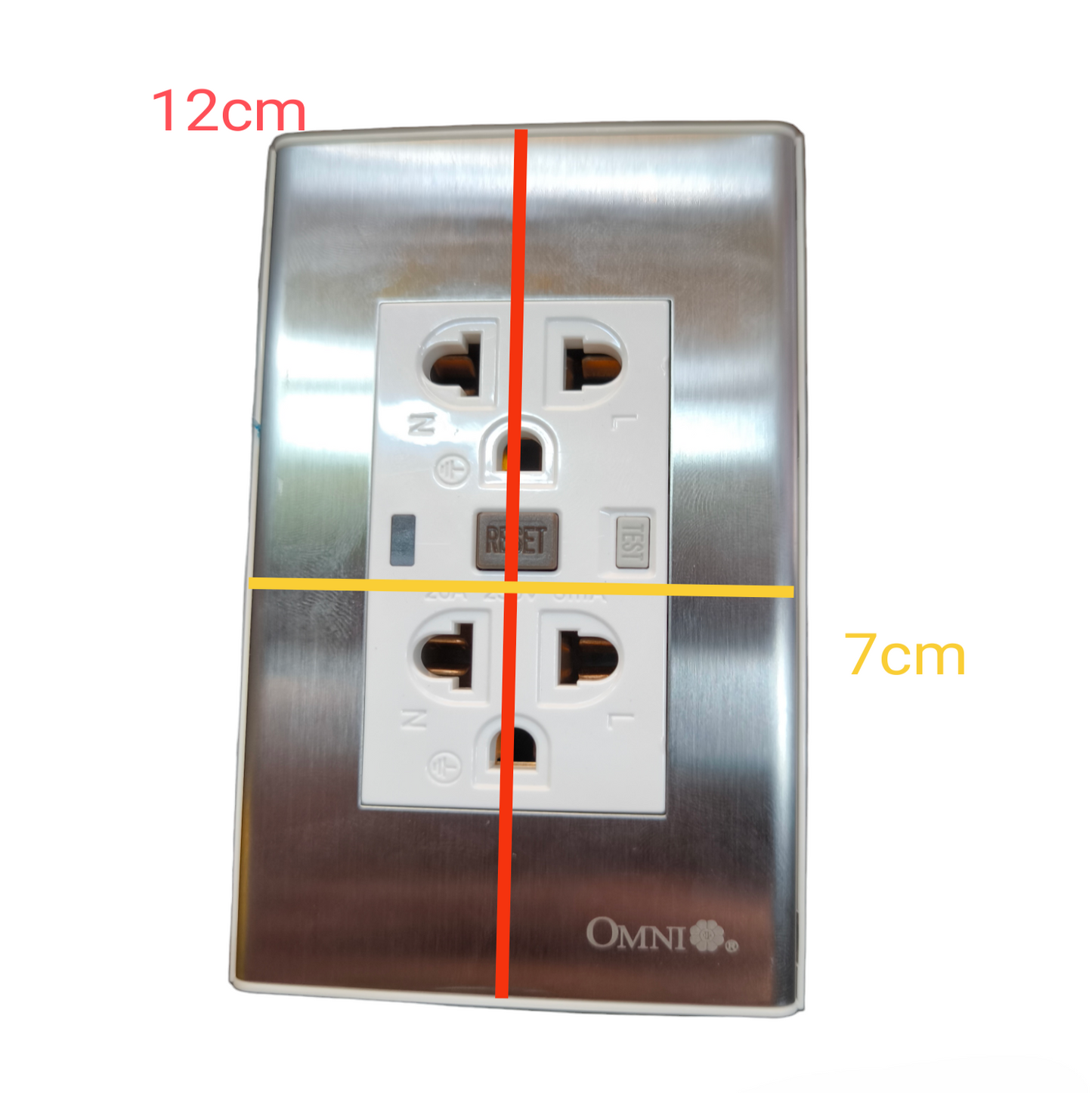 GFCI Duplex Outlet 20A 250V with Stainless Plate Cover ( Royu/Omni) WWP-113S+WD933