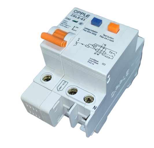 Opple 40A 4.5 KAIC 30mA 1P+N 220V ZBLE-63C40, RCBO Residual Circuit Breaker with Overload Protection