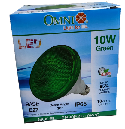 Omni 10W PAR 30 E27 220V Green ( Omni) LPR30E27-10W/G, LED PAR 30 10W E27 220V Green