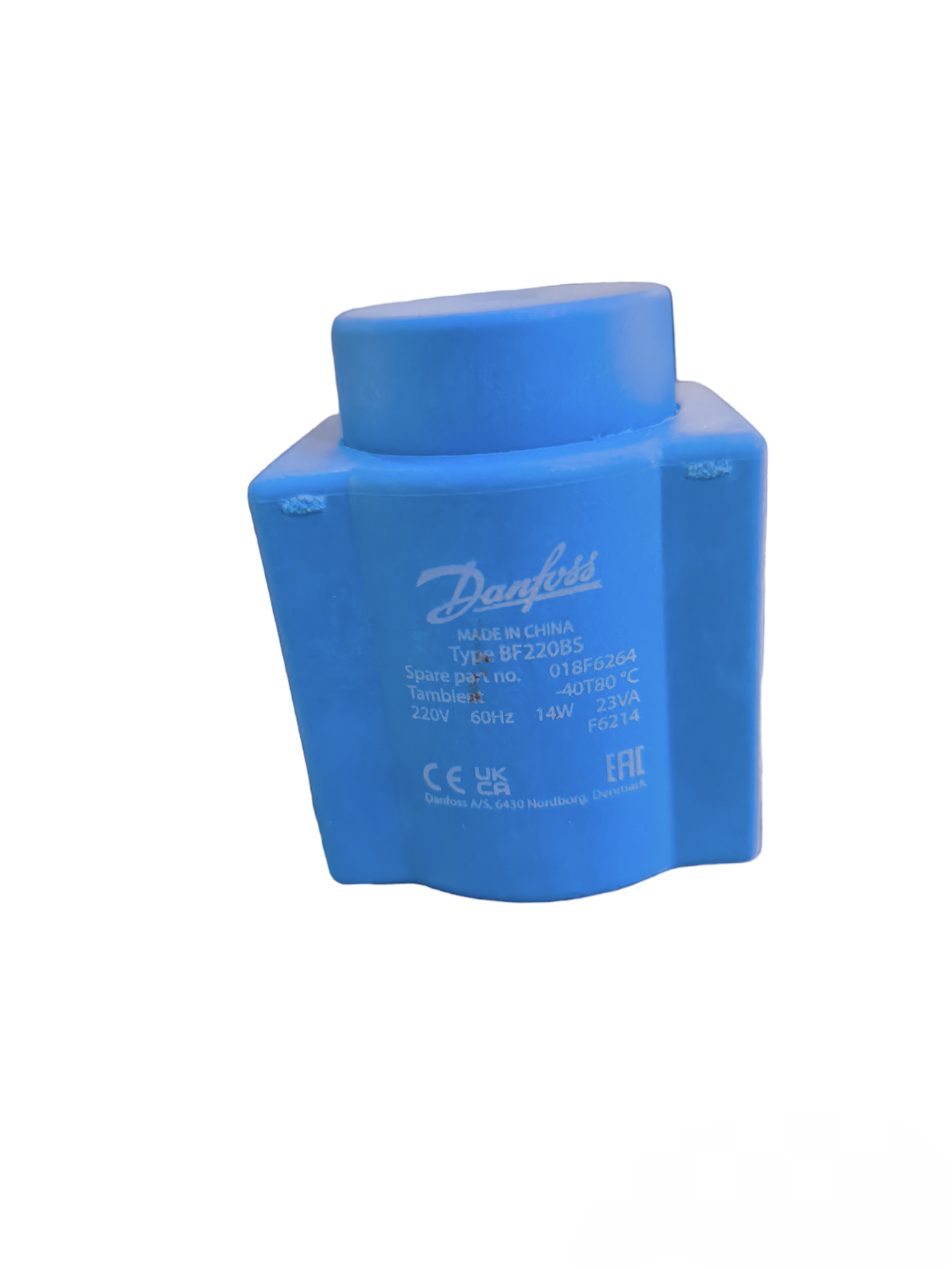 Danfoss Solenoid Coil 14W 220V 60 Hz in blue for power points switches and plugs