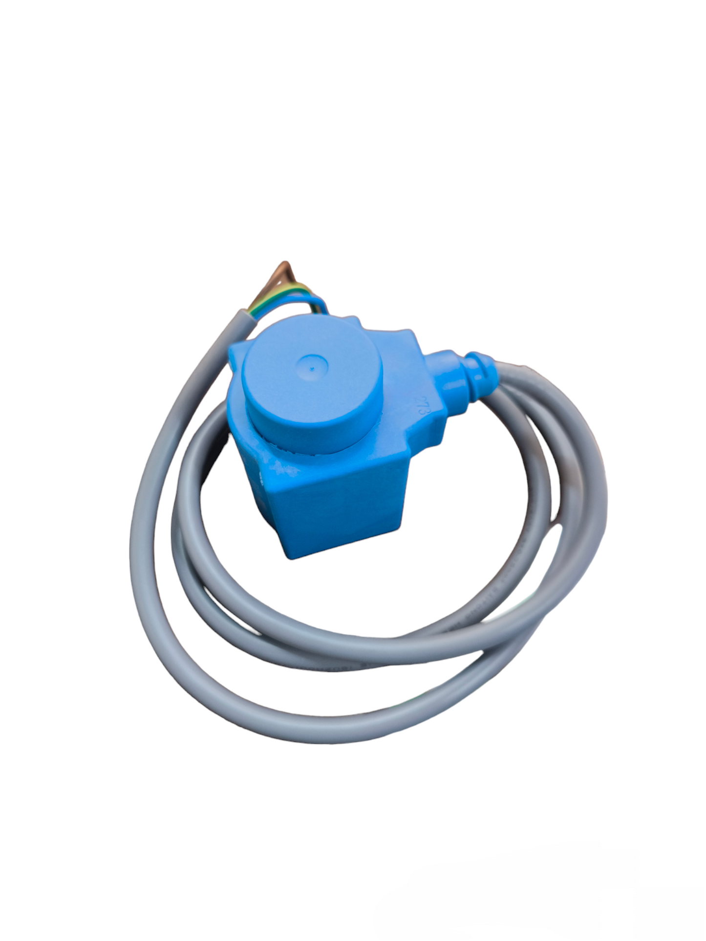 Danfoss Solenoid Coil 14W 220V 60 Hz blue power component with attached gray cable