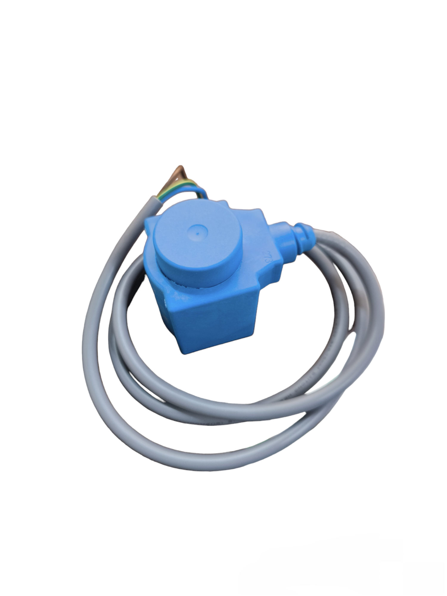 Danfoss Solenoid Coil 14W 220V 60 Hz blue power component with attached gray cable