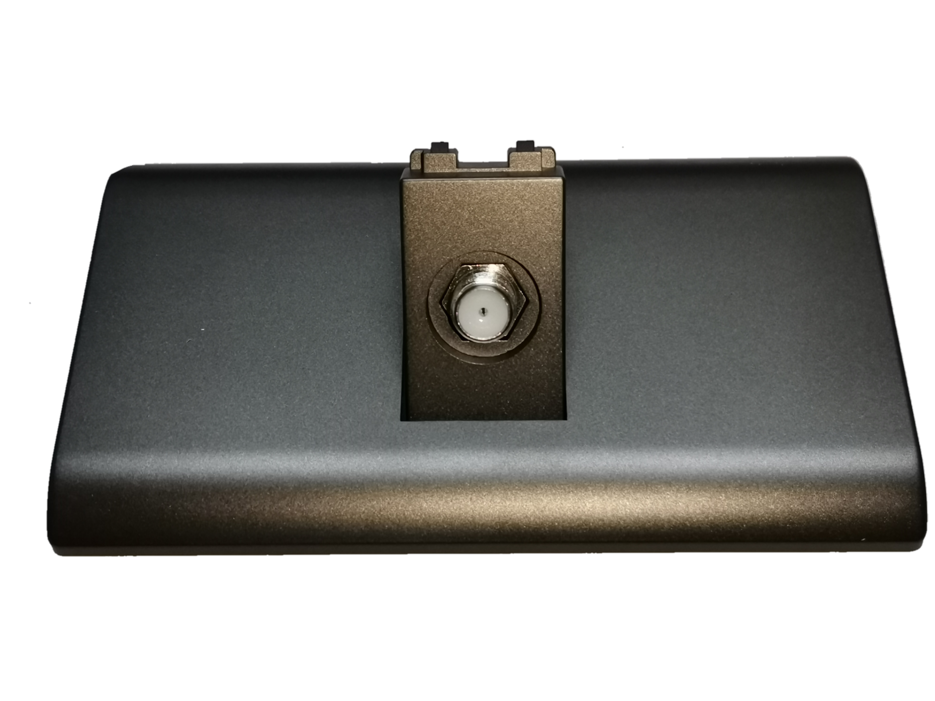 Electx Electrical Supply dark gray cable TV outlet power point with single coaxial connector