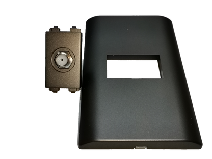 Dark gray cable TV outlet with matching faceplate for wall installation from Electx Electrical Supply