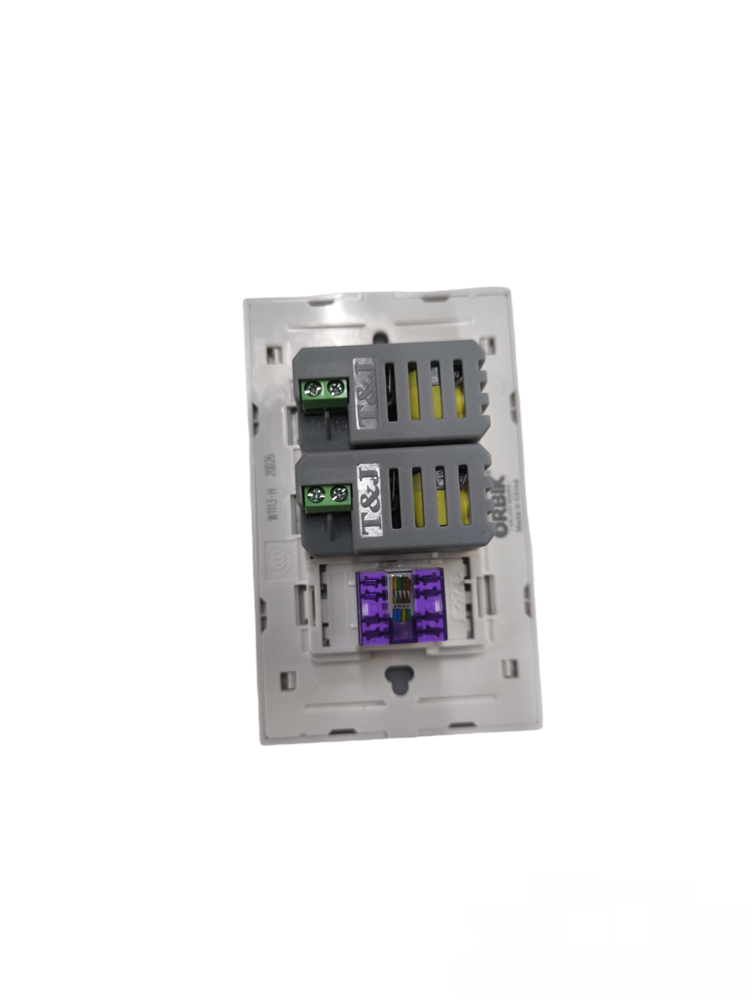 T&J DC Outlet and LAN Cat6 Outlet with Plate for reliable network and power connections