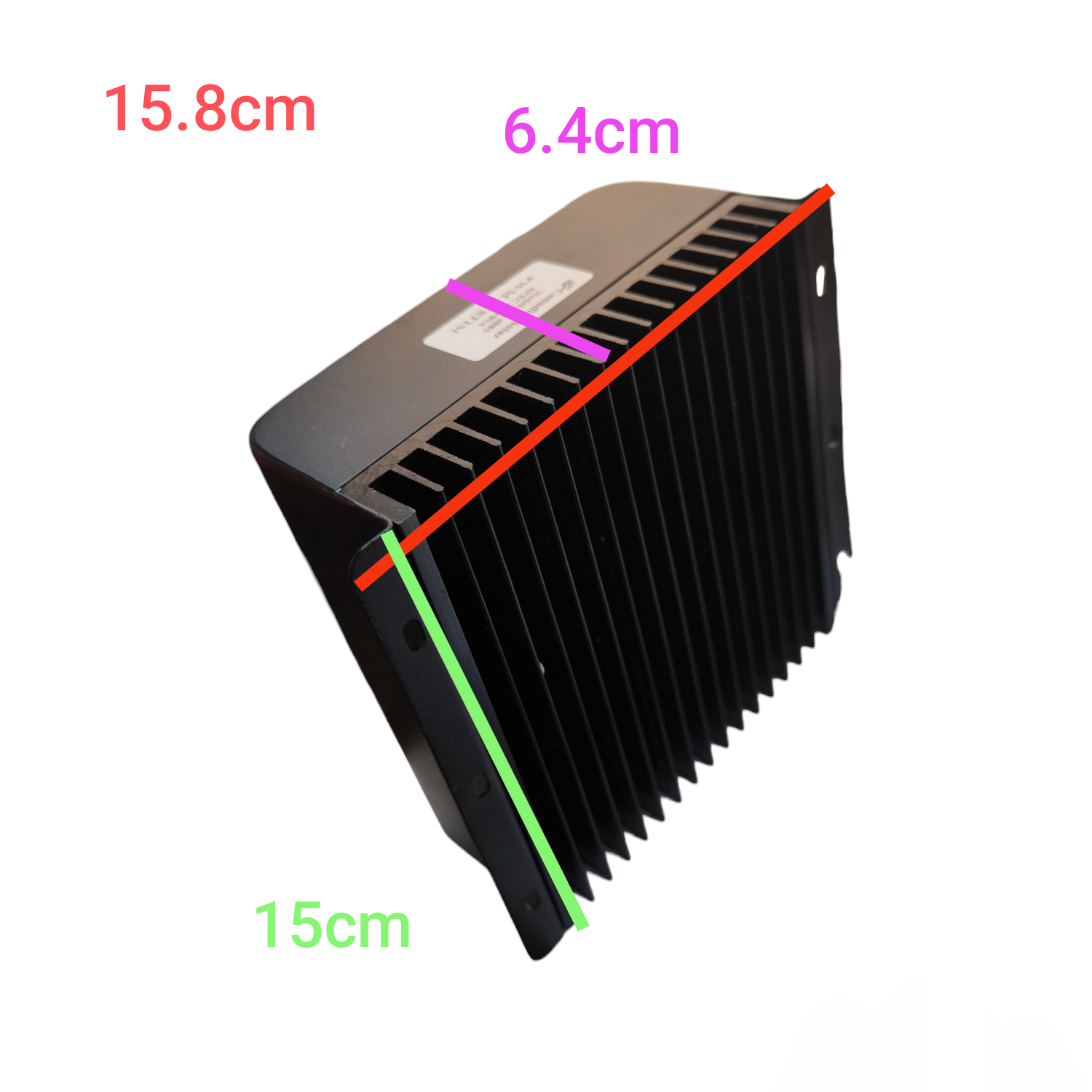 ZwitseRise DC Solar Charge Controller with dimensions of 15.8cm by 15cm and 6.4cm for efficient solar energy management