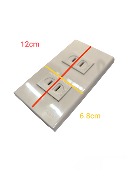 Omni 2 Gang Flat Pin Outlet Device with Plate Wide Series 15A 250V WWP-112+(WWR-200x2)