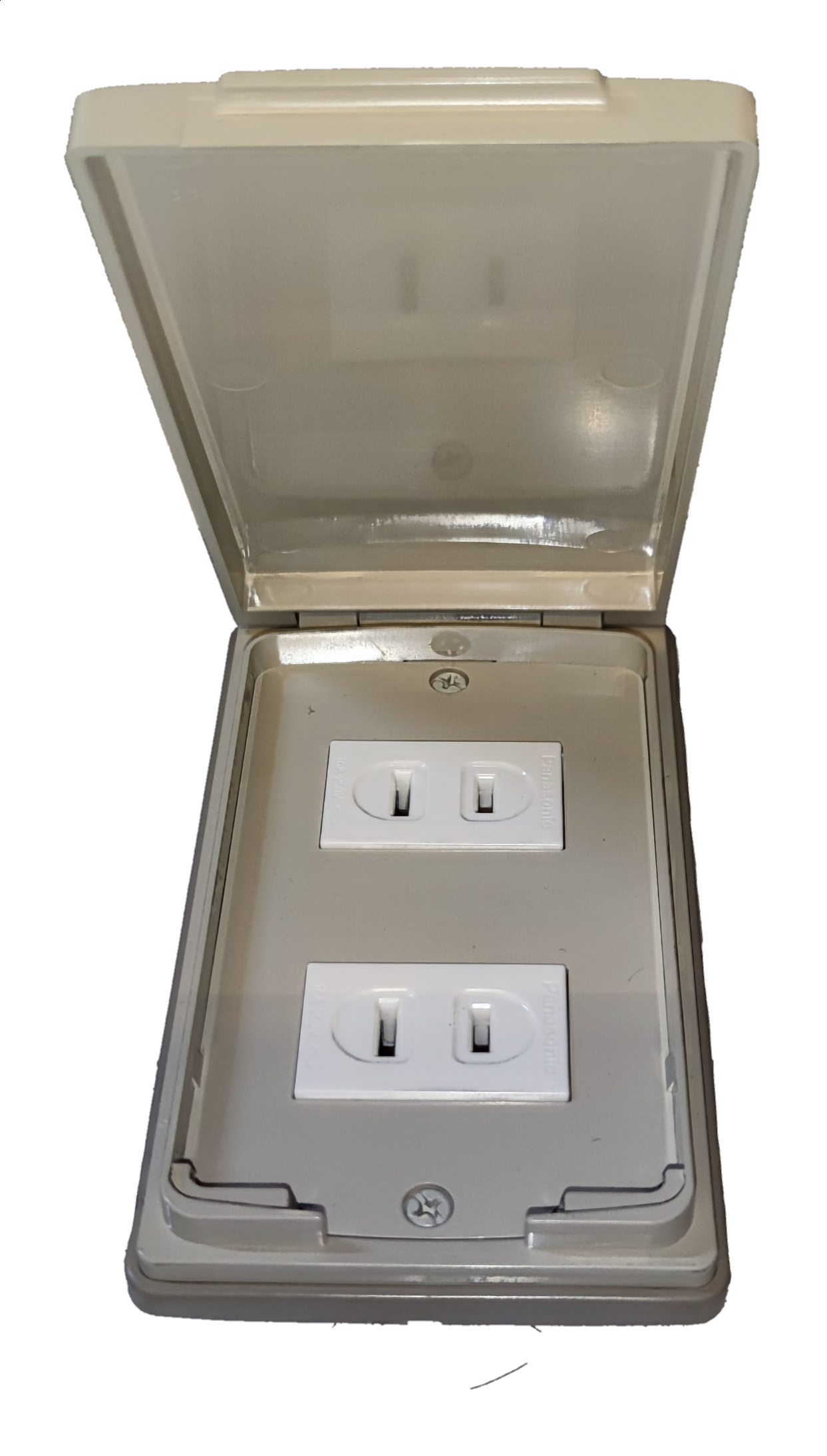 Panasonic Weatherproof Plate 2 Gang Flat Pin Outlet Wide Series, 2 Gang Outlet with Weatherproof Plate Cover 16A 250V WEG1001-5 x2 / WEG7902