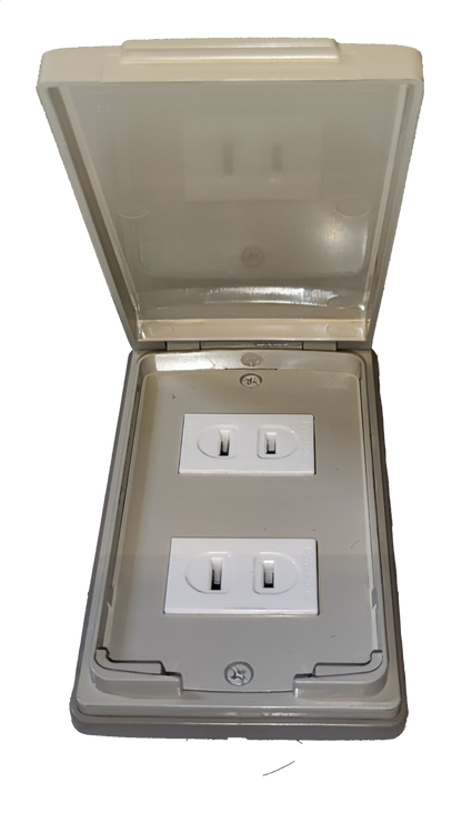 Panasonic Weatherproof Plate 2 Gang Flat Pin Outlet Wide Series, 2 Gang Outlet with Weatherproof Plate Cover 16A 250V WEG1001-5 x2 / WEG7902