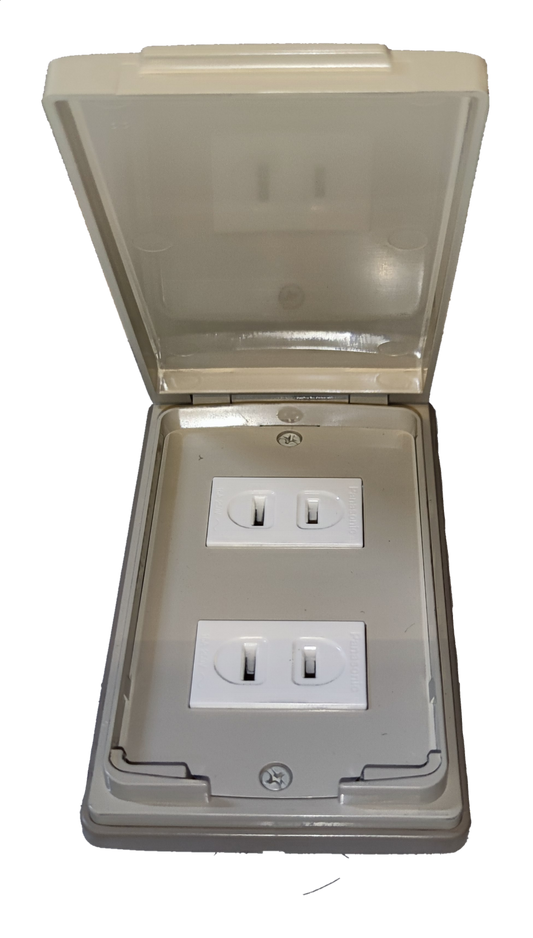 Panasonic Weatherproof Plate 2 Gang Flat Pin Outlet Wide Series, 2 Gang Outlet with Weatherproof Plate Cover 16A 250V WEG1001-5 x2 / WEG7902