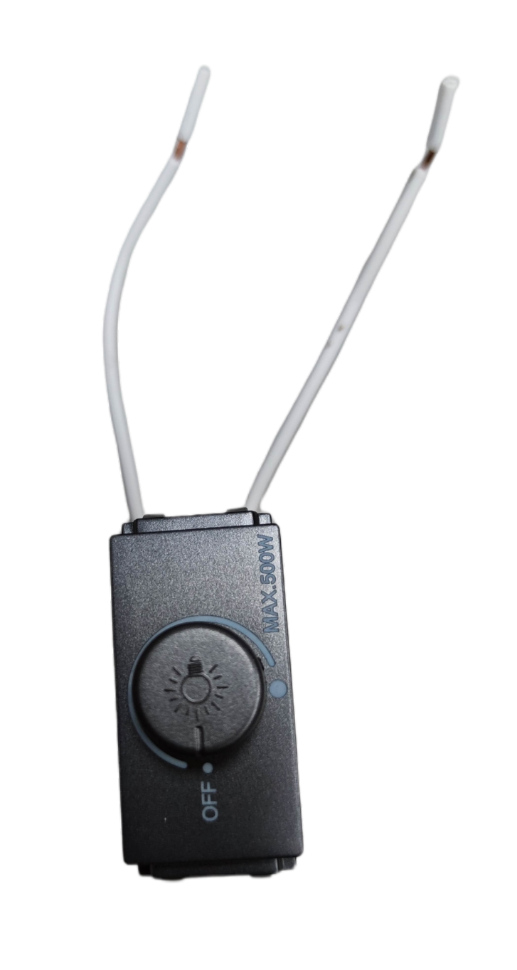 Omni inline black 500W Dimmer Switch 220V DDM-502G with rotary knob and two white wires for lamps