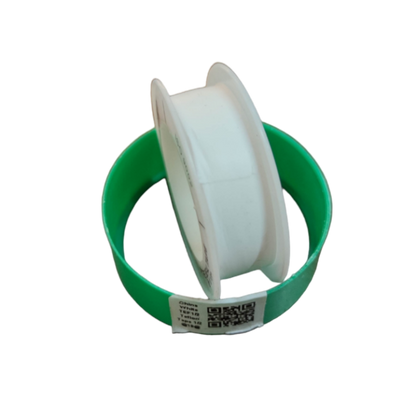 Roll of white PTFE Seal Tape for sealing pipes and fittings with green packaging from China