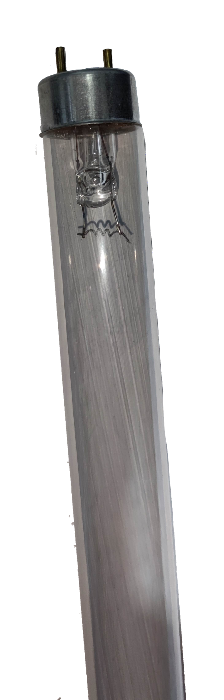 10W UVC Fluorescent Tube with clear glass and metal end cap, designed for sterilization and disinfection