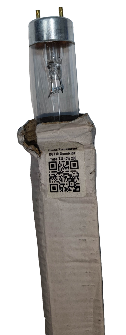 10W UVC Fluorescent Tube from China shown on top of its original packaging box